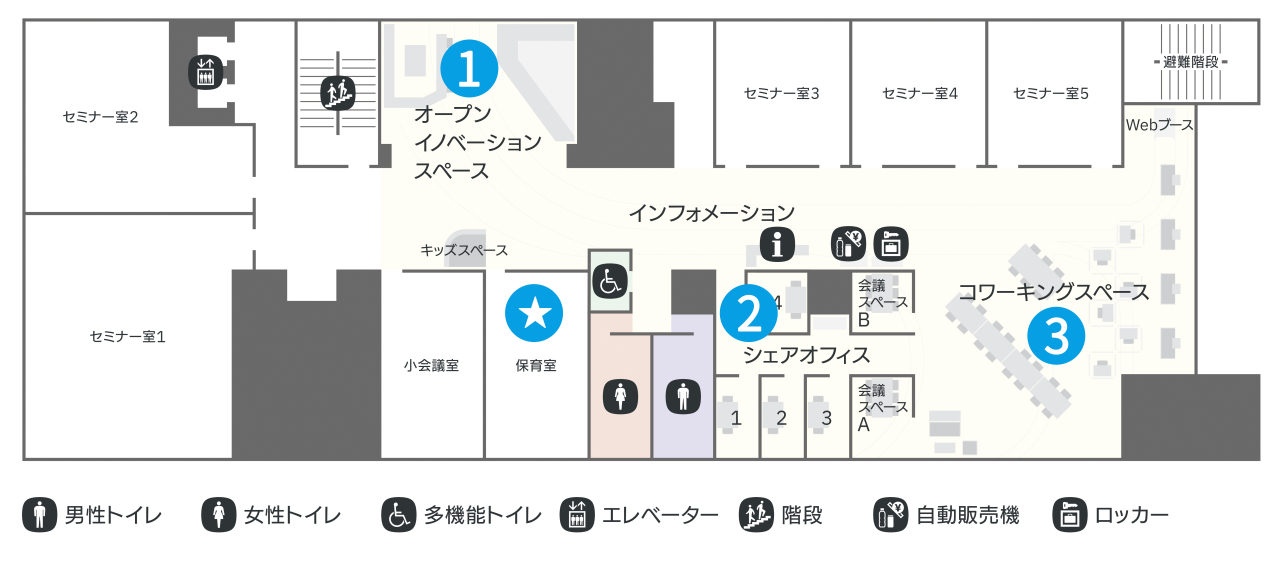 コワーキング・シェアオフィスのフロアマップ